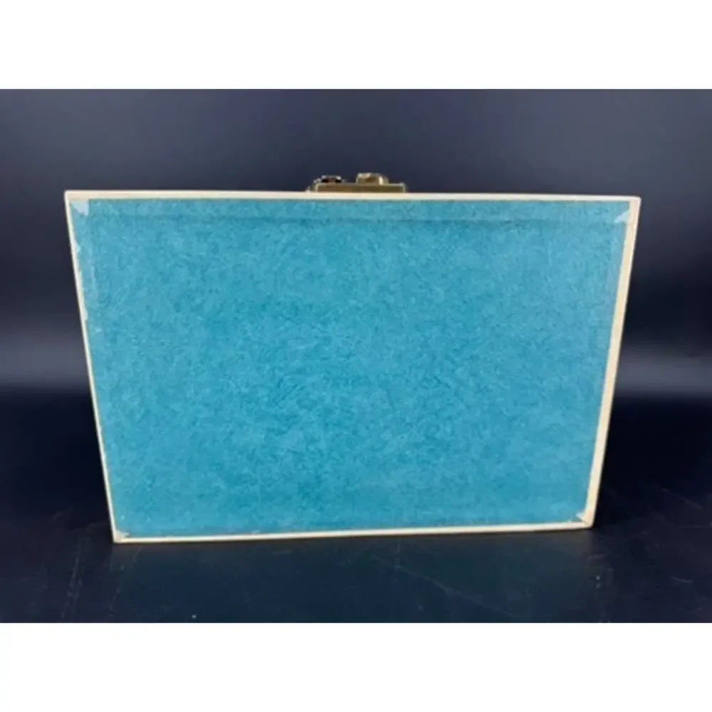 Vintage 1950s Bond St Jewel Case Jewelry Box Pink Velvet Mirror Key MCM